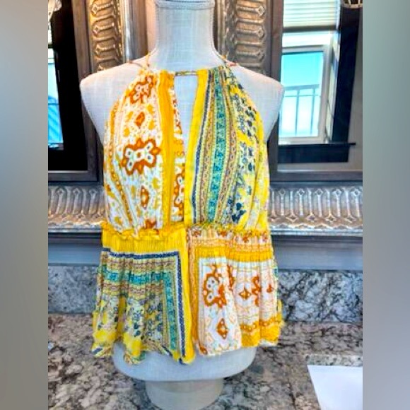 FREE PEOPLE BELLINI PATCHWORK TANK TOP! color Sunshine Combo 
size small - Picture 2 of 10